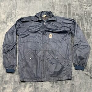 Vintage Proquip Navy Blue Full Zip Windbreaker Track Jacket Made in England Mens